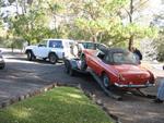 Winching the car onto the trailer
